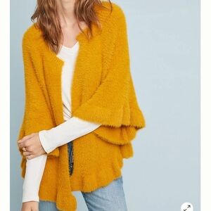 Anthropologie marigold ruffled Open closure kimono